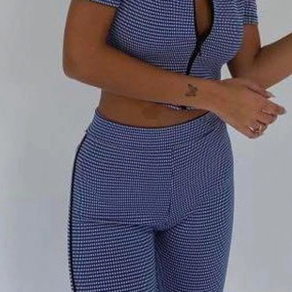 New with tags size small Zara blue, black, and white zip bottom pants - Picture 2 of 6